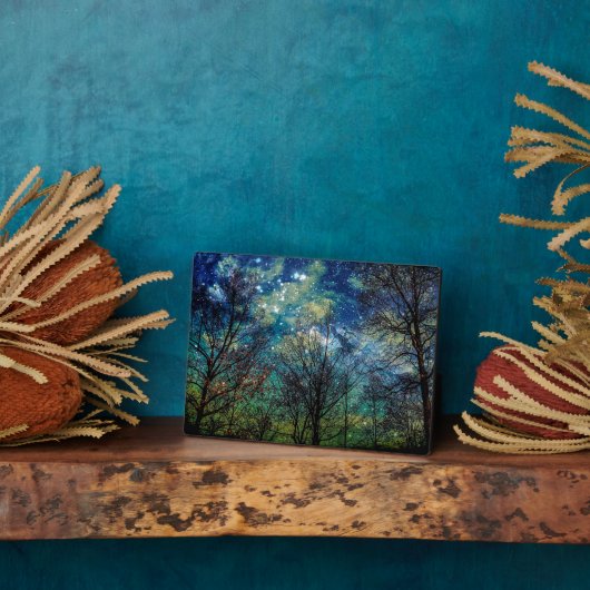 Mystical Forest Celestial Blue Night Sky Fotoplatte (Seite)