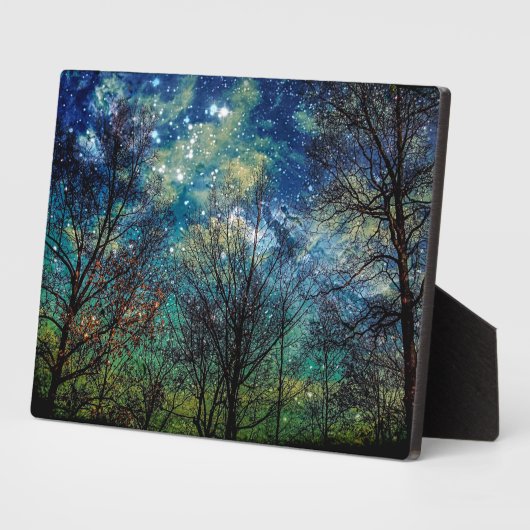 Mystical Forest Celestial Blue Night Sky Fotoplatte (Seite)