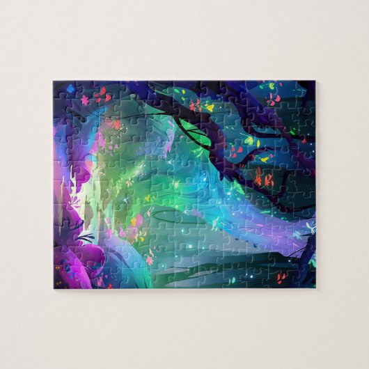 Mystical Forest Celestial Blue Night Sky Puzzle (Horizontal)