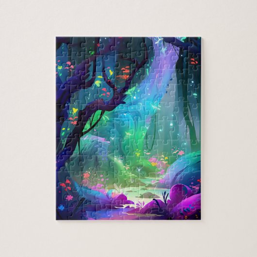 Mystical Forest Celestial Blue Night Sky Puzzle (Vertikal)
