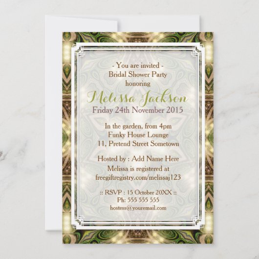 Mystical Forest Green Tribal Mandala Brautparty Einladung (Rückseite)