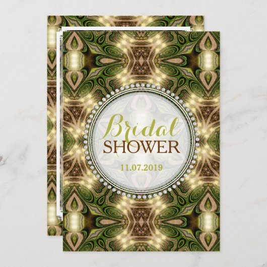 Mystical Forest Green Tribal Mandala Brautparty Einladung (Vorne/Hinten)