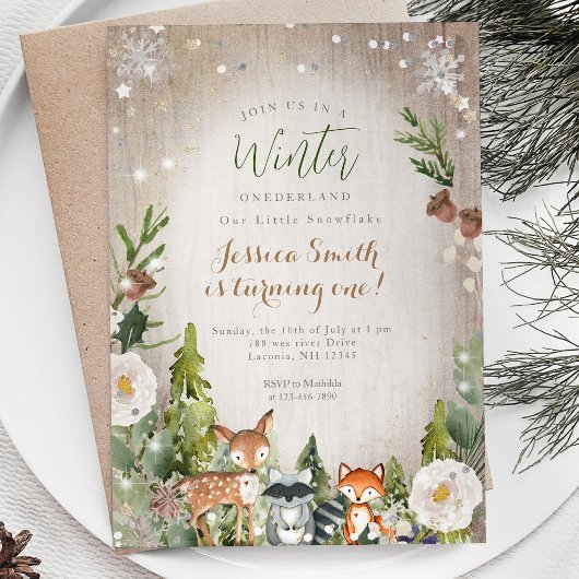 Mystical Forest Rustic Onederland 1. Geburtstag Einladung