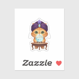 Mystical Fortune Teller Cat Crystal Ball New Year  Aufkleber