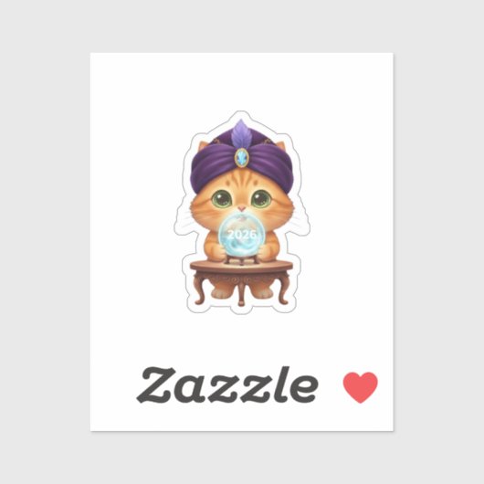 Mystical Fortune Teller Cat Crystal Ball New Year  Aufkleber (Blatt)