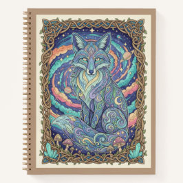Mystical Fox Cosmic Nebula Zen tangle Journal Notizblock