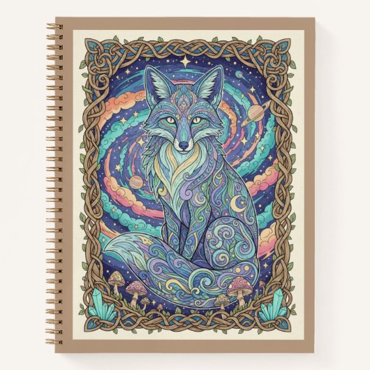 Mystical Fox Cosmic Nebula Zen tangle Journal Notizblock (Vorderseite)