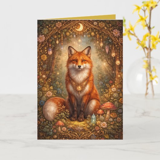 Mystical Fox Magickal Night Blank Inside Card Karte (Gelbe Blume)
