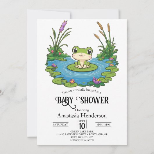 Mystical Frog Baby Dusche Einladung (Vorderseite)