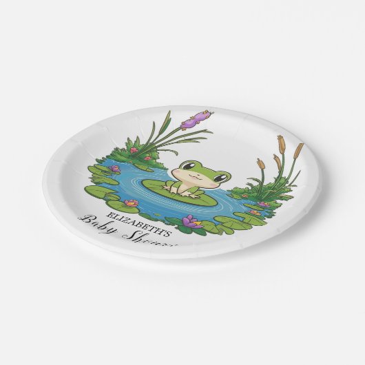 Mystical Frog Baby Dusche Pappteller (Schrägansicht)