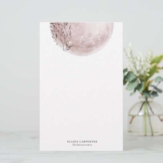 Mystical Full Moon Blush Pink Papier (Stehend Vorderseite)