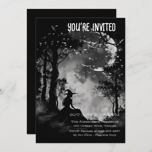 Mystical Full Moon Custom Einladung (Vorne/Hinten)