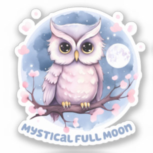 Mystical Full Moon - Pastellfarbener Lila Nachthim Aufkleber
