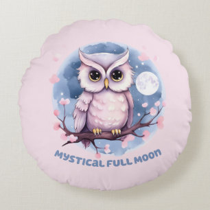 Mystical Full Moon - Pastellfarbener Lila Nachthim Rundes Kissen