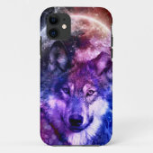 Mystical Galaxy Wolf-Gesicht mit Vollmond Case-Mate iPhone Hülle (Rückseite)