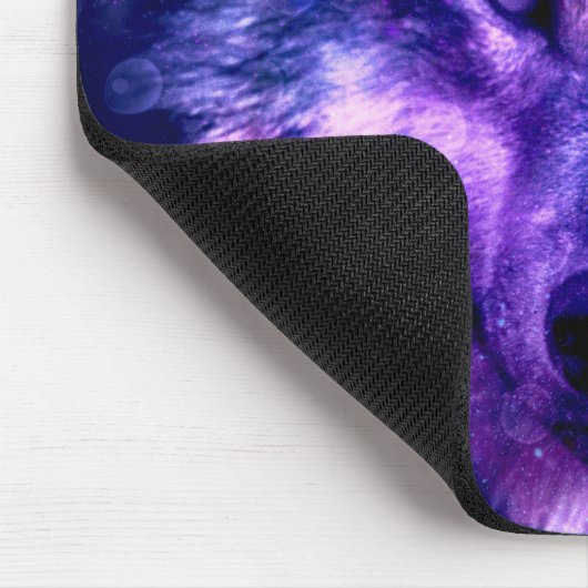 Mystical Galaxy Wolf-Gesicht mit Vollmond Mousepad (Ecke)