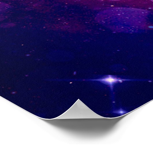 Mystical Galaxy Wolf-Gesicht mit Vollmond Poster (Ecke)