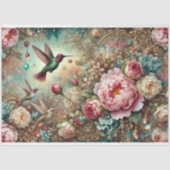 Mystical Garden Hummingbird & Rose Decoupage  Seidenpapier (Vorderseite)