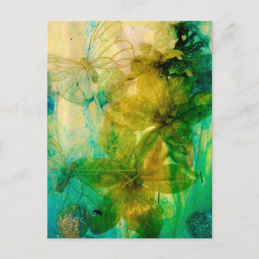 "Mystical Garden - Rays of Gold" - Original Lyrica Postkarte (Vorderseite)