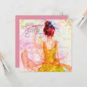 Mystical Girl Watercolor Happy Birthday Karte (Vorderseite/Rückseite Beispiel)