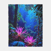 Mystical Glowing Jungle Bloom Design Fleecedecke (Vorderseite)
