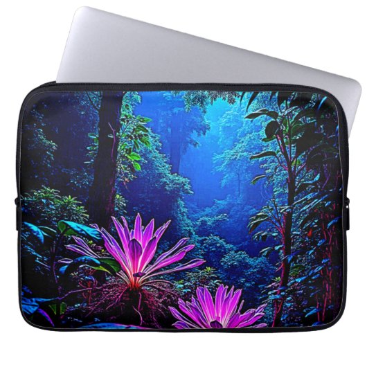 Mystical Glowing Jungle Bloom Design Laptopschutzhülle (Vorderseite)