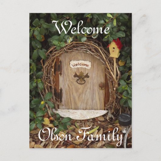 Mystical Gnome Garden Door Welcome Postcard Postkarte (Vorderseite)