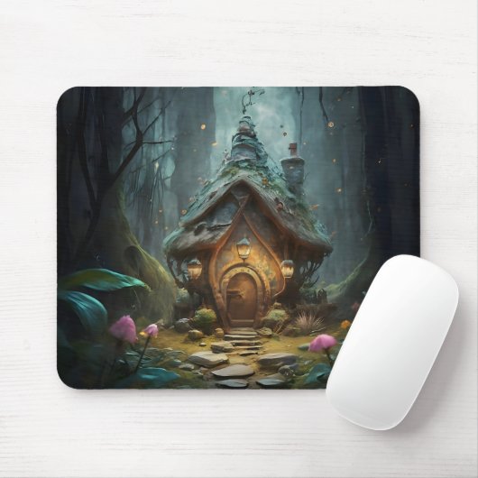 "Mystical Gnome Hütte: Whimsical Mushroom Haven Mousepad (Mit Mouse)