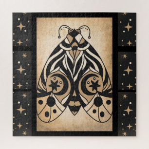 Mystical Gold Black Stars Bursts Puzzle