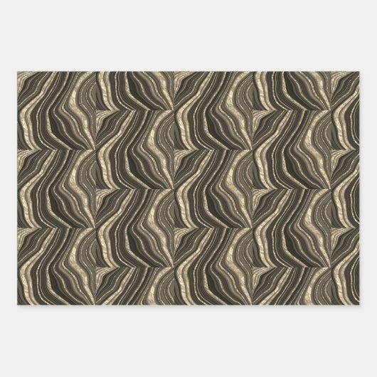 Mystical Gold Black Stars Marmor Jeden Anlaß Geschenkpapier Set (Vorderseite 3)