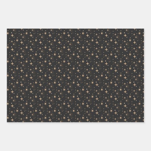 Mystical Gold Black Stars Marmor Jeden Anlaß Geschenkpapier Set (Vorderseite 2)