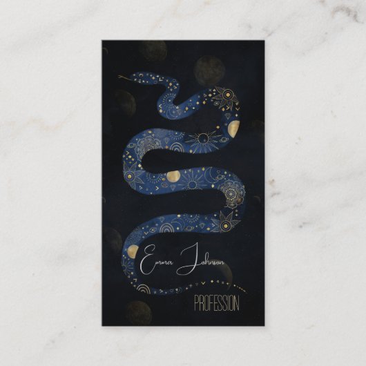 Mystical Gold Blue Serpent Galaxy Design Visitenkarte (Vorderseite)