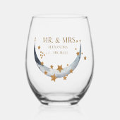Mystical Gold Celestial Moon Wedding Weinglas Ohne Stiel (Vorderseite)