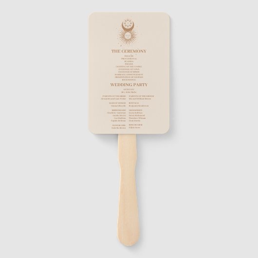 Mystical Gold Celestial Stars Wedding Fächer (Rückseite)