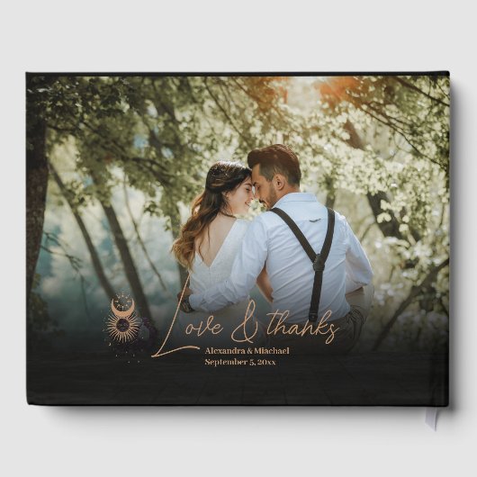 Mystical Gold Celestial Stars Wedding Gästebuch (Rückseite)