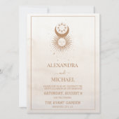 Mystical Gold Celestial Stars Wedding Invitation Einladung (Vorderseite)