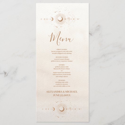 Mystical Gold Celestial Stars Wedding Menükarte (Vorderseite)