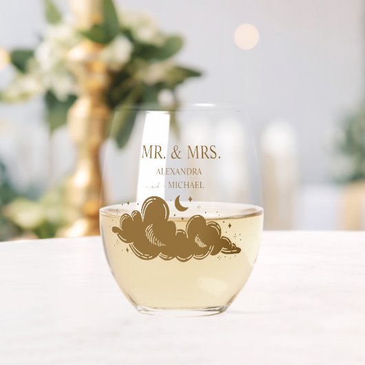 Mystical Gold Celestial Wedding Weinglas Ohne Stiel (Insitu (Hochzeit))