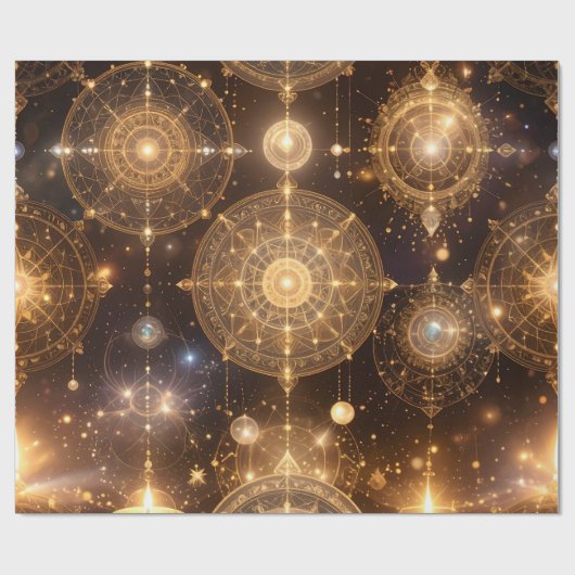 Mystical Gold Celestial Wrapping Paper Geschenkpapier (Flach)