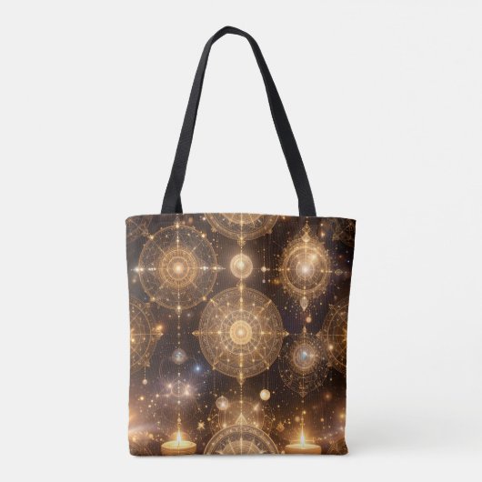Mystical Gold Celestis Pattern Tote Bag Tasche (Rückseite)
