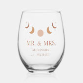 Mystical Gold Moon Phase Celestiing Wedding Weinglas Ohne Stiel (Vorderseite)