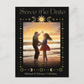 mystical gold script qr Foto Save the Date Ankündigungspostkarte (Vorderseite)