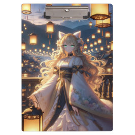 Mystical Golden Catgirl Royalty Doppelseitig Klemmbrett