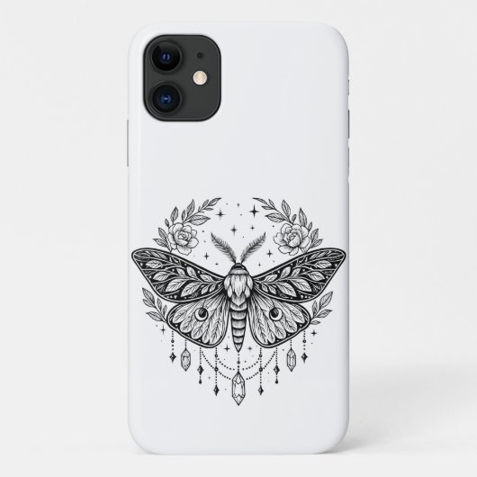 Mystical Gothic Moth Botanical Celestial Line Art Case-Mate iPhone Hülle (Rückseite)