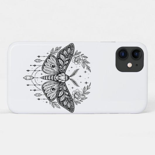 Mystical Gothic Moth Botanical Celestial Line Art Case-Mate iPhone Hülle (Rückseite (Horizontal))