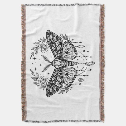 Mystical Gothic Moth Botanical Celestial Line Art Decke (Vorderseite Vertikal)