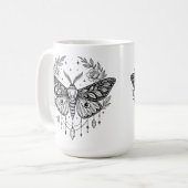 Mystical Gothic Moth Botanical Celestial Line Art  Kaffeetasse (Vorderseite Links)