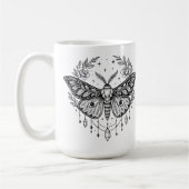Mystical Gothic Moth Botanical Celestial Line Art  Kaffeetasse (Links)