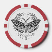Mystical Gothic Moth Botanical Celestial Line Art Pokerchips (Vorderseite)