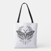 Mystical Gothic Moth Botanical Celestial Line Art Tasche (Rückseite)
